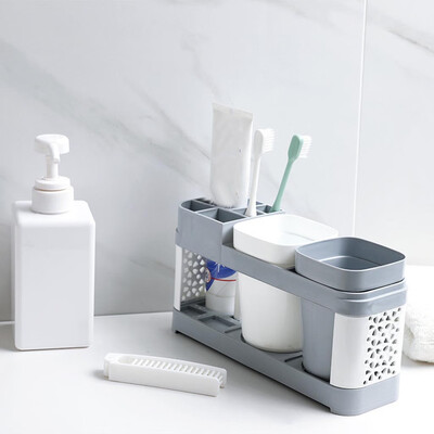 Siaonvr Toothbrush Holder Stand Plastic Cup Set Shelf Bathroom Toothpaste Storage Rack