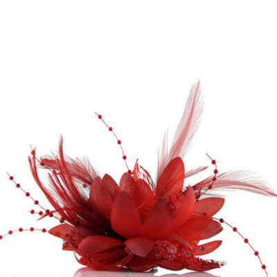 Hot Flower Feather Bead Corsage Hair Clips Fascinator Bridal Hairband Brooch Pin