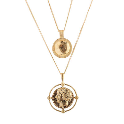 Vintage Gold Color Carved Coins Necklace Women Choker Figure Medal Long Chain Double Layered Necklace Pendant Personalized
Vintage Gold Color Carved Coins Necklace Women Choker Figure Medal Long Chain Double Layered Necklace Pendant Personalized