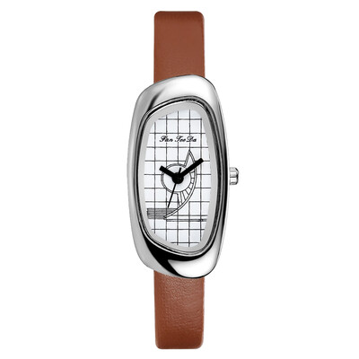 Fanteeda FD035 Women Unique Case Leather Band Quartz Watch