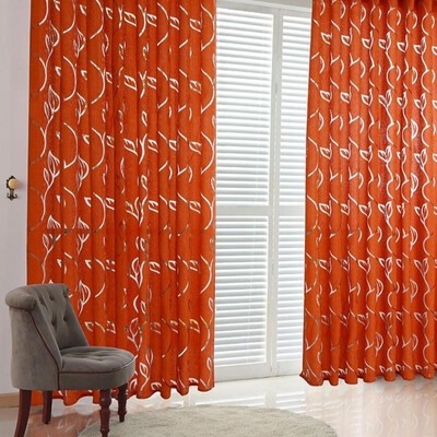 2m Semi Blackout Curtain Simple Vine Leaf Pattern Partition Window Decor