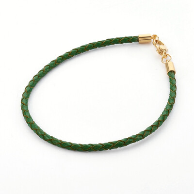 Braided Leather Cord Bracelet Making with 304 Stainless Steel Lobster Claw Clasps Golden Green 8-38"214cm 3mm
Braided Leather Cord Bracelet Making with 304 Stainless Steel Lobster Claw Clasps Golden Green 8-38"214cm 3mm