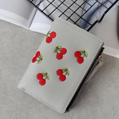 Womens Short Wallet Vertical Zipper Buckle Purse Cherry Embroidery Small Leather Wallet For Ladies Card Holder
Womens Short Wallet Vertical Zipper Buckle Purse Cherry Embroidery Small Leather Wallet For Ladies Card Holder