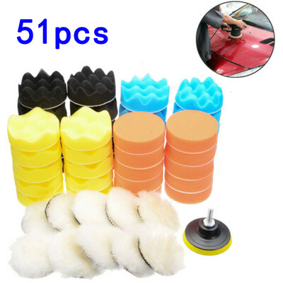 51pcsSet 3-inch 8cm Sponge Polishing Pads Kit With M10 Drill Adapters