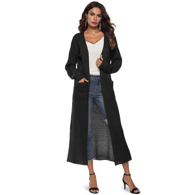 Collarless Long Sleeve Pocket Slit Open Front Knit Solid Color Women Cardigan
Collarless Long Sleeve Pocket Slit Open Front Knit Solid Color Women Cardigan