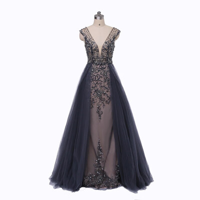 Hard Beading Navy Blue With Train Evening Dress Long Diamond Crystal Tulle Formal Evening Dress 2018
Hard Beading Navy Blue With Train Evening Dress Long Diamond Crystal Tulle Formal Evening Dress 2018