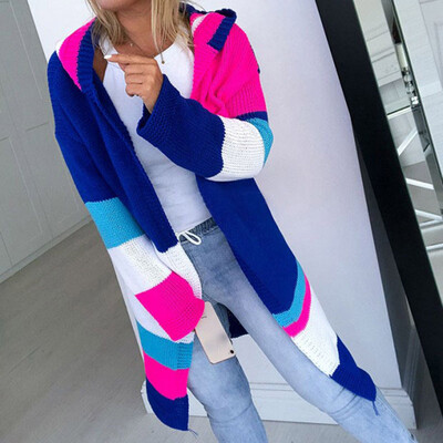 Women Autumn And Winter Casual Loose Multicolor Stitching Long Knit Sweater Jacket Knit Cardigan
Women Autumn And Winter Casual Loose Multicolor Stitching Long Knit Sweater Jacket Knit Cardigan