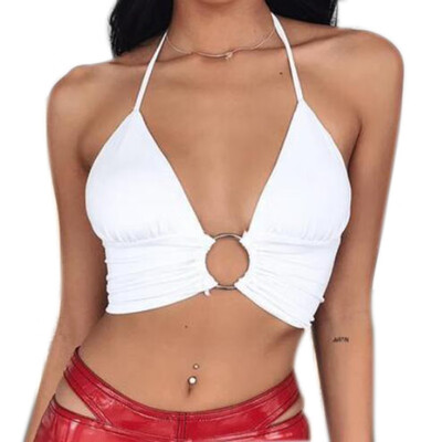 Solid Halter Crop Top Women Backless Bandage Lace Up Metal Ring Tank Top Party Club Bustier
Solid Halter Crop Top Women Backless Bandage Lace Up Metal Ring Tank Top Party Club Bustier
