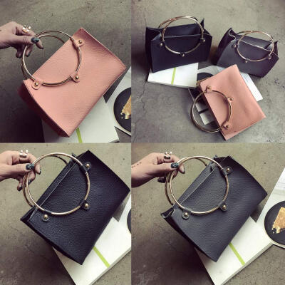 Women Metal Ring Handbag PU Leather Shoulder Tote Bag Ladies Messenger Crossbody Bag BlackGreyPink
Women Metal Ring Handbag PU Leather Shoulder Tote Bag Ladies Messenger Crossbody Bag BlackGreyPink