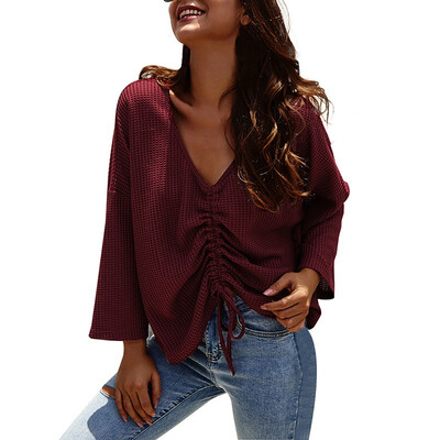 V-Neck Lady Fashion Sweater Pullover Women Long Sleeve Autumn Sexy Drawstring Sweaters Solid Color Loose Jumper Clothes
V-Neck Lady Fashion Sweater Pullover Women Long Sleeve Autumn Sexy Drawstring Sweaters Solid Color Loose Jumper Clothes