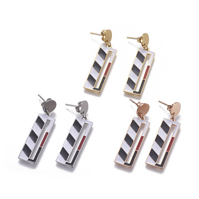 304 Stainless Steel Dangle Stud Earrings with Enamel Rectangle & Flat Round Mixed Color 39mm Pendant 305x10x1mm Pin 08mm
304 Stainless Steel Dangle Stud Earrings with Enamel Rectangle & Flat Round Mixed Color 39mm Pendant 305x10x1mm Pin 08mm
