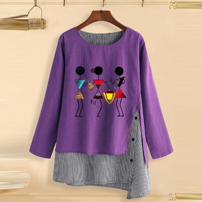 Roseonmyhand Fashion Womens Plus Size Loose Long Sleeve Cotton Linen Splice Print Casual Tops
Roseonmyhand Fashion Womens Plus Size Loose Long Sleeve Cotton Linen Splice Print Casual Tops
