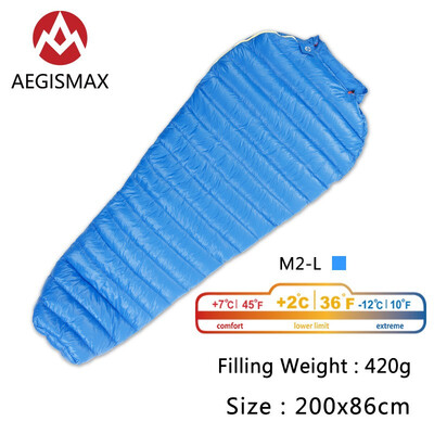 AEGISMAX M2 Filling 380g420g 800FR Outdoor Ultralight Mummy Type White Goose Down Camping Winter Sleeping Bag
AEGISMAX M2 Filling 380g420g 800FR Outdoor Ultralight Mummy Type White Goose Down Camping Winter Sleeping Bag
