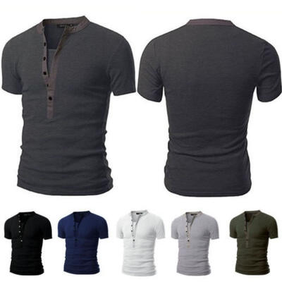 2018 Men´s Cotton Slim T-Shirt Blouse Button V-Neck Short Sleeve Casual Tops Various Colors
2018 Men´s Cotton Slim T-Shirt Blouse Button V-Neck Short Sleeve Casual Tops Various Colors