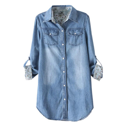 Women Fashion Denim Long Sleeve Long Single-breasted Turndown Collar Loose All-match Casual Jacket Shirt
Women Fashion Denim Long Sleeve Long Single-breasted Turndown Collar Loose All-match Casual Jacket Shirt