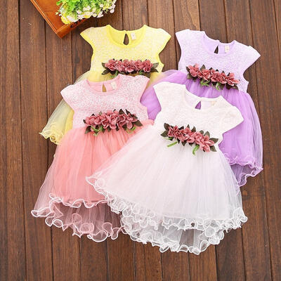 Toddler Infant Kids Baby Girls Summer Floral Dress Princess Party Dresses 0-3Y