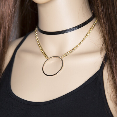 HHYDE New Fashion Jewelry Black Leather Choker Necklaces For Women Punk Circle Round Hollow Multi-layer Clavicle Necklaces
HHYDE New Fashion Jewelry Black Leather Choker Necklaces For Women Punk Circle Round Hollow Multi-layer Clavicle Necklaces