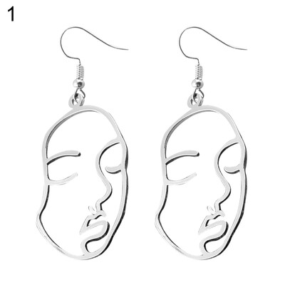 Creative Women Hollow Out Face Dangle Hook Earrings Statement Party Jewelry Gift
