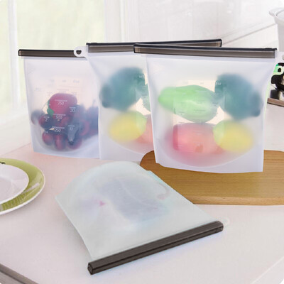 Gobestart Silicone Food Bag Leakproof Vacuum Sealed Bag Gray 4pcs