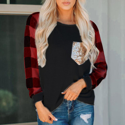 Tailored Women O-Neck Plaid Print Sequins Splicing Pockets Long Sleeves Blouse Easy Tops
Tailored Women O-Neck Plaid Print Sequins Splicing Pockets Long Sleeves Blouse Easy Tops