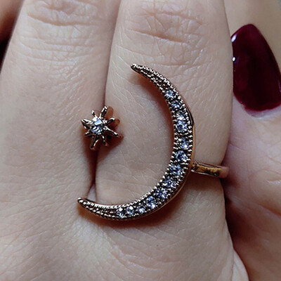 925 Sterling Silver Crescent Moon Star Diamond Rings Engagement Bridal Wedding Rings Fashion Jewelry Suitable
925 Sterling Silver Crescent Moon Star Diamond Rings Engagement Bridal Wedding Rings Fashion Jewelry Suitable