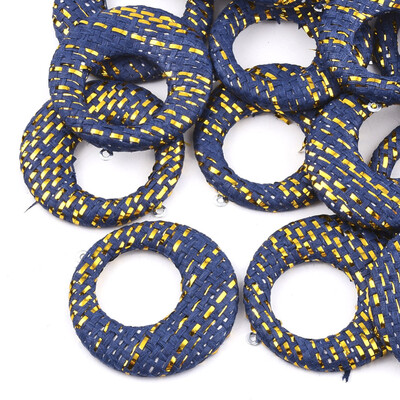 Handmade Raffia Woven Pendants with Iron & Aluminum Findings&Metallic Cord Flat Round Platinum DarkBlue 435x405x5mm Ho
Handmade Raffia Woven Pendants with Iron & Aluminum Findings&Metallic Cord Flat Round Platinum DarkBlue 435x405x5mm Ho