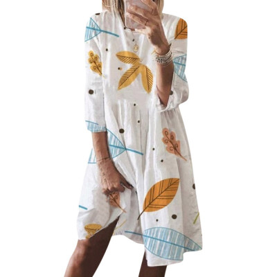 Women Autumn Casual Chiffon Seven-point Sleeve Round Neck Loose Casual Print High Waist Ethnic Style Simple Dress
Women Autumn Casual Chiffon Seven-point Sleeve Round Neck Loose Casual Print High Waist Ethnic Style Simple Dress