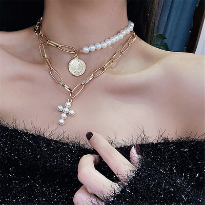 2019 Fashion Gold Coin Jewelry Luxury Design Imitation Pearls Choker Necklace Female Cross Pendant Necklaces for Women
2019 Fashion Gold Coin Jewelry Luxury Design Imitation Pearls Choker Necklace Female Cross Pendant Necklaces for Women