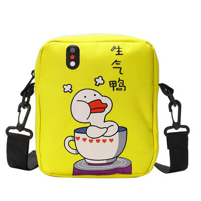 Canvas Shoulder Messenger Packs Cartoon Duck Print Women Crossbody Bags