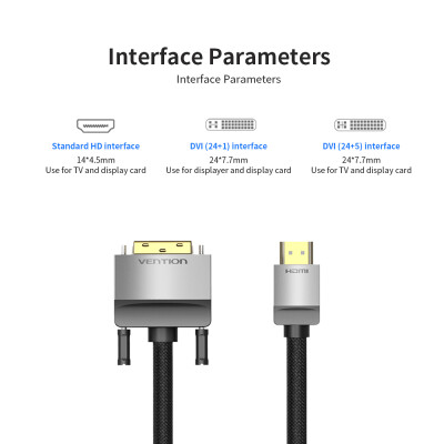 VENTION HDMI to DVI Cable Bi-directional 1080P DVI to HD Converter for PC Displayer HDTV 10m3281ft
VENTION HDMI to DVI Cable Bi-directional 1080P DVI to HD Converter for PC Displayer HDTV 10m3281ft