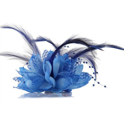 Hot Flower Feather Bead Corsage Hair Clips Fascinator Bridal Hairband Brooch Pin