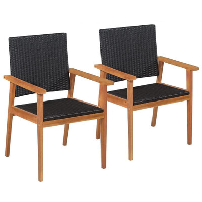 Outdoor Chairs 2 pcs Poly Rattan Black&Brown