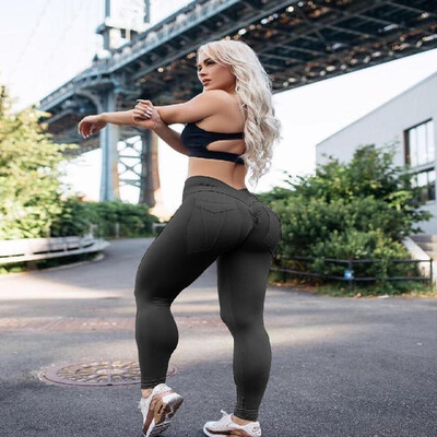 New Europe&America high waist sexy tight hip pocket nine points stretch pants yoga fitness yoga pants 9776-blue
New Europe&America high waist sexy tight hip pocket nine points stretch pants yoga fitness yoga pants 9776-blue