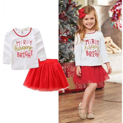 Cute Toddler Infant Baby Girls Clothes Cotton TopsShort Skirt 2pcs Outfits Set