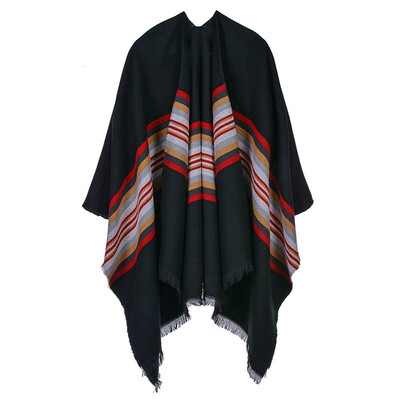Women Poncho Cardigan Sweater Contrast Color Striped Cashmere Capes Shawl Scarf Outerwear
Women Poncho Cardigan Sweater Contrast Color Striped Cashmere Capes Shawl Scarf Outerwear