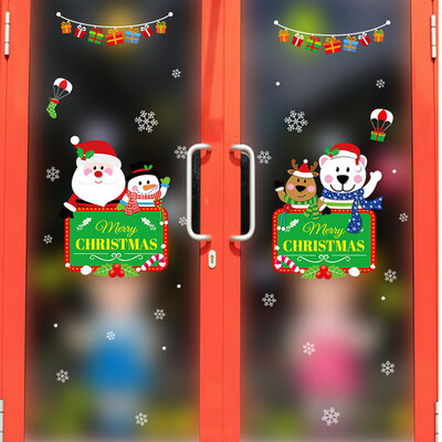 Siaonvr Cartoon Snowman Santa Window Sticker Christmas Gift Home Decor Sticker