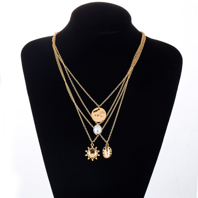 Punk Multi Layered Pearl Choker Necklace Collar Statement Sun Irregular Coin Crystal Pendant Necklace Women Jewelry 2019
Punk Multi Layered Pearl Choker Necklace Collar Statement Sun Irregular Coin Crystal Pendant Necklace Women Jewelry 2019