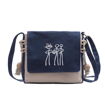 Canvas Crossbody Messenger Bag Cartoon Casual Women Beads Rope Shoulder Bag