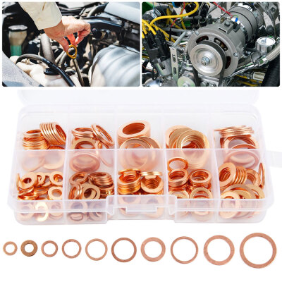200PCS Copper Washer Gasket Nut & Bolt Set Flat Ring Seal Assortment Kit with Box M5-M14
200PCS Copper Washer Gasket Nut & Bolt Set Flat Ring Seal Assortment Kit with Box M5-M14