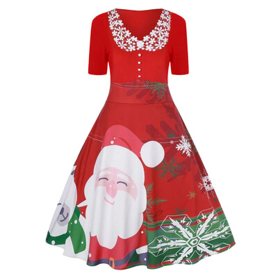 Tailored Womens Fashion Retro Santa Claus Snowflake Print Round Neck Christmas Dress
Tailored Womens Fashion Retro Santa Claus Snowflake Print Round Neck Christmas Dress