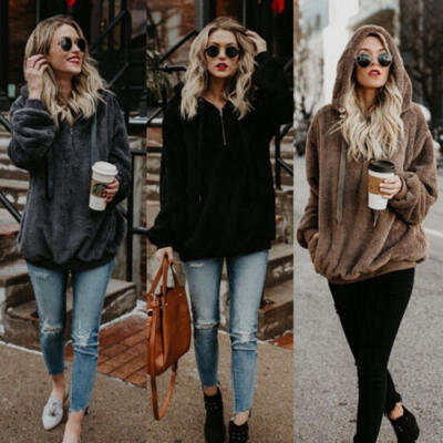 Fashion Women Hooded Sweatshirt Coat Winter Warm Fleece Wool Zipper Pocket Outwear Tops
Fashion Women Hooded Sweatshirt Coat Winter Warm Fleece Wool Zipper Pocket Outwear Tops