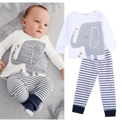 Newborn baby kid clothing baby boy clothes cute elephant long-sleeved T-shirt striped pants two groups bebe clothing set
Newborn baby kid clothing baby boy clothes cute elephant long-sleeved T-shirt striped pants two groups bebe clothing set