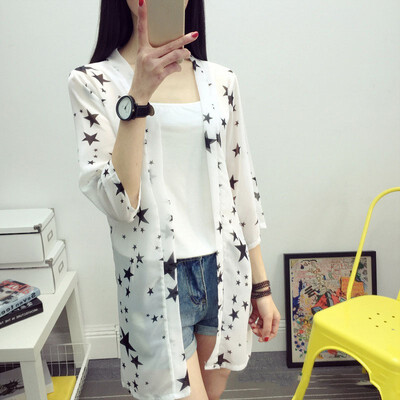 Women Casual Vintage Kimono Cardigan Ladies Summer Long Crochet Chiffon Kimono Loose Star Printed Blouse Tops
Women Casual Vintage Kimono Cardigan Ladies Summer Long Crochet Chiffon Kimono Loose Star Printed Blouse Tops