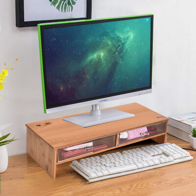 Gobestart Bamboo Wood Monitor Stand Computer Riser With 2 Drawers Laptop Printer Stand
Gobestart Bamboo Wood Monitor Stand Computer Riser With 2 Drawers Laptop Printer Stand