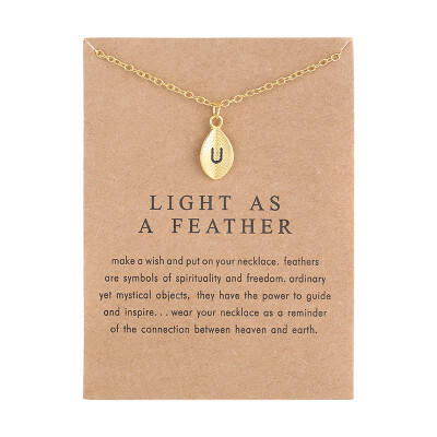 New Arrived Leaves Light As A Feather Personality 26 English Letters Alphabet Necklace Alloy Pendant
New Arrived Leaves Light As A Feather Personality 26 English Letters Alphabet Necklace Alloy Pendant