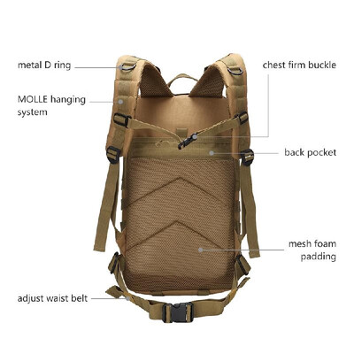 Tactic Backpack 35L Survival Gear Pack Big Capacity Molle Bag Functional Daypack Rucksacks for Outdoor Travel Hunt Camping Hiking
Tactic Backpack 35L Survival Gear Pack Big Capacity Molle Bag Functional Daypack Rucksacks for Outdoor Travel Hunt Camping Hiking