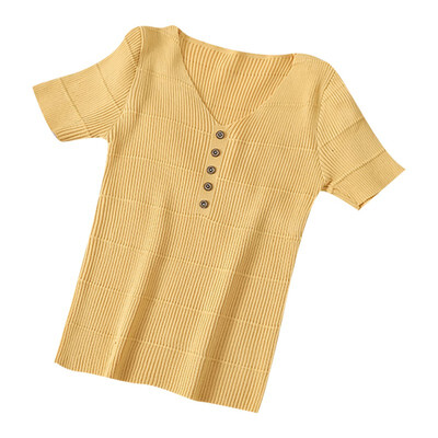 Solid Short Sleeve Summer Tee Top Women V-collar Concise T-shirts femme Personality All-match streetwear
Solid Short Sleeve Summer Tee Top Women V-collar Concise T-shirts femme Personality All-match streetwear