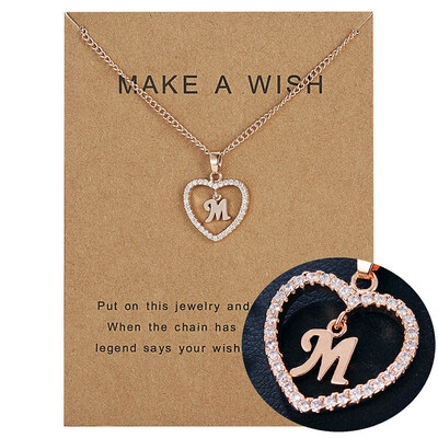 Make A Wish 26 Letters Alphabet Pendant Necklace Cubic Zirconia Love Heart Crystal Charm Necklace for Women Jewelry With Card
Make A Wish 26 Letters Alphabet Pendant Necklace Cubic Zirconia Love Heart Crystal Charm Necklace for Women Jewelry With Card