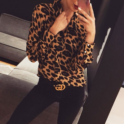 Women Leopard Print Top Long Sleeve V-Neck Autumn Loose irregular T-Shirt Blouse 
Women Leopard Print Top Long Sleeve V-Neck Autumn Loose irregular T-Shirt Blouse