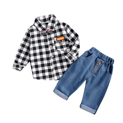 Children Baby & Little Boy Casual Outfit Long Sleeve Bow Tie Plaid Shirt Denim Pants Trouser Set
Children Baby & Little Boy Casual Outfit Long Sleeve Bow Tie Plaid Shirt Denim Pants Trouser Set